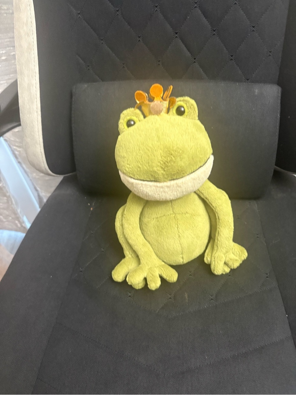 Jellycat Lime Green Frog Plush with Orange Crown